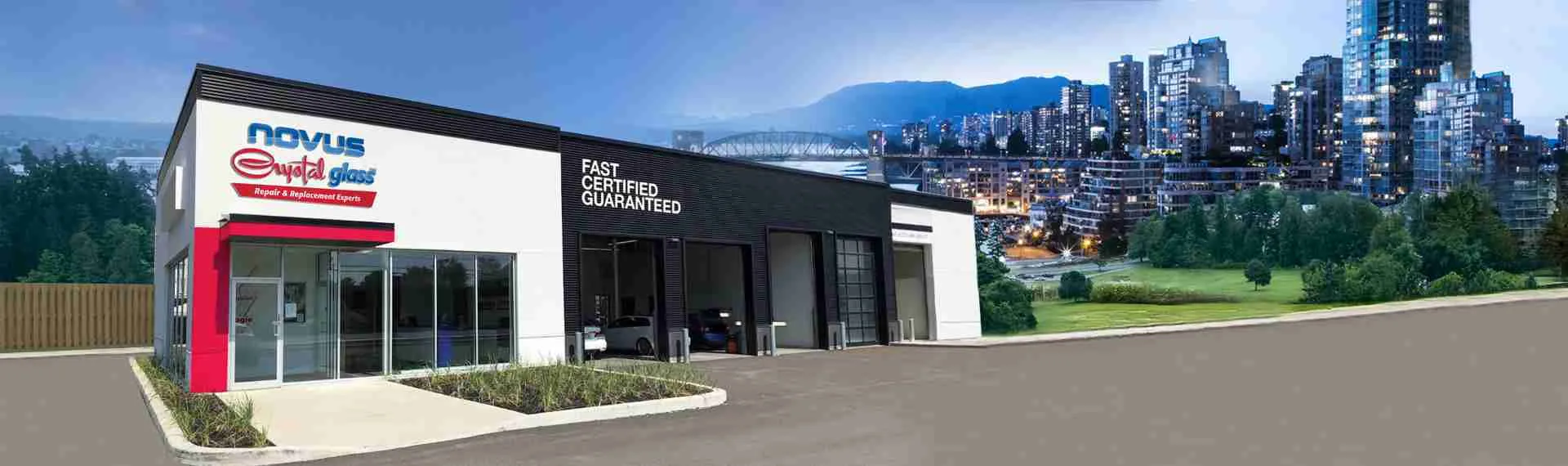 NOVUS Crystal Glass shop in Western Canada with branded signage